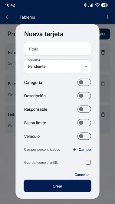 Nueva tarjeta en tableros
